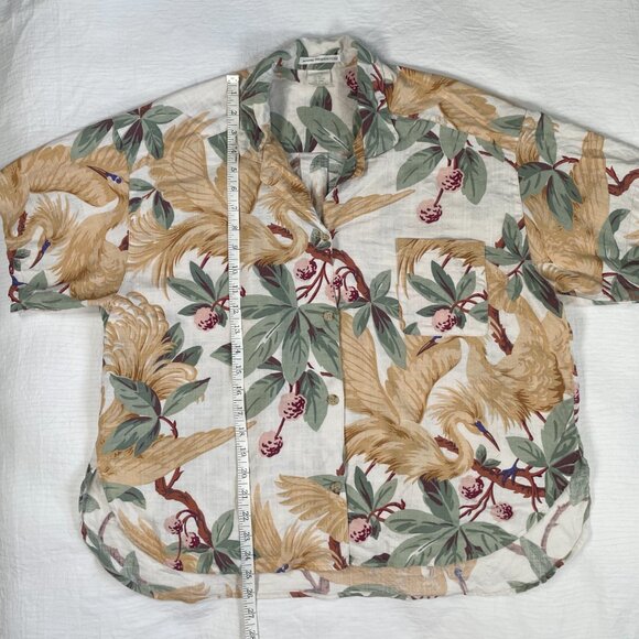 Anne Pinkerton Hawaiian Button Up Muted Tropical Botanical Aves Women's Size 6 - Picture 12 of 13